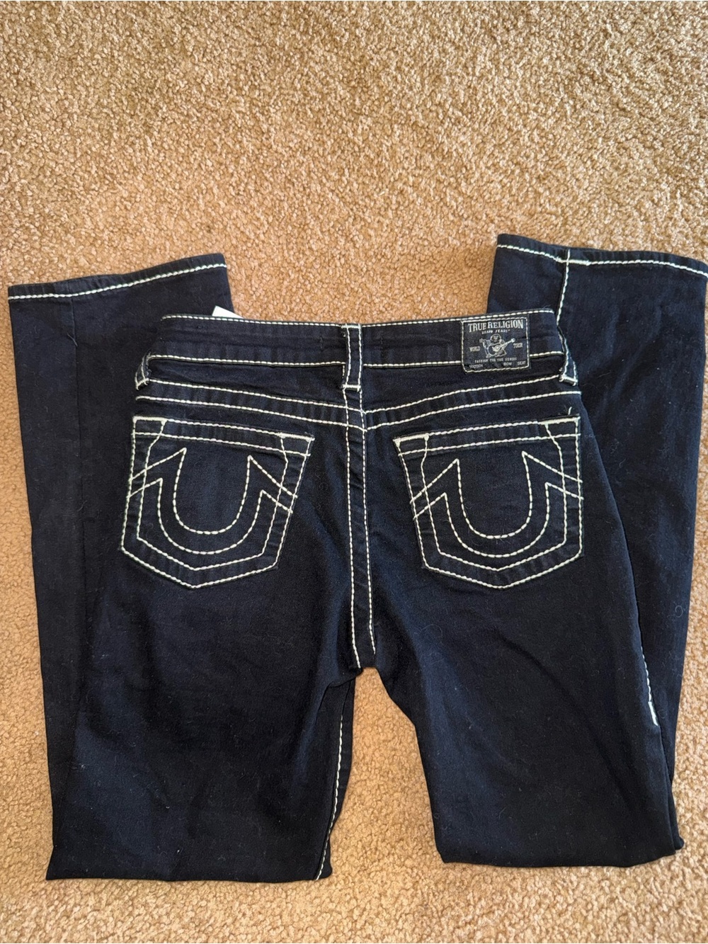 True Religion Kids Dark Indigo Jeans with White Contrast Stitching